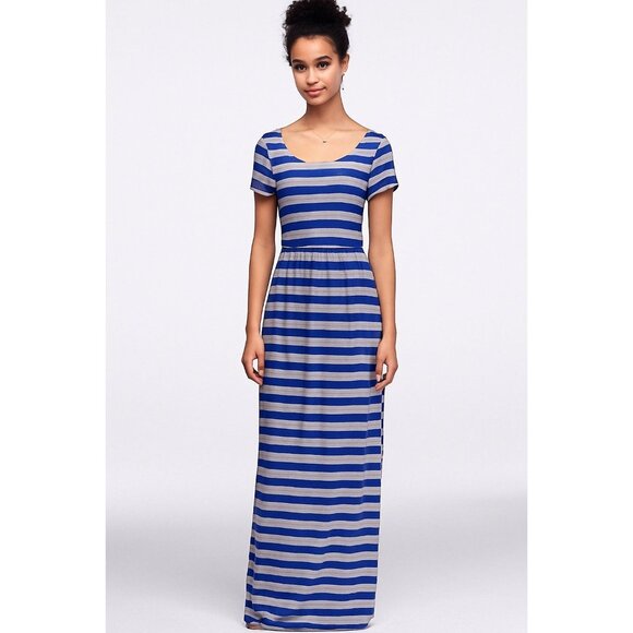Bailey Girl Royal Blue & Gray Striped Cutout Maxi Dress Size M - Picture 2 of 10